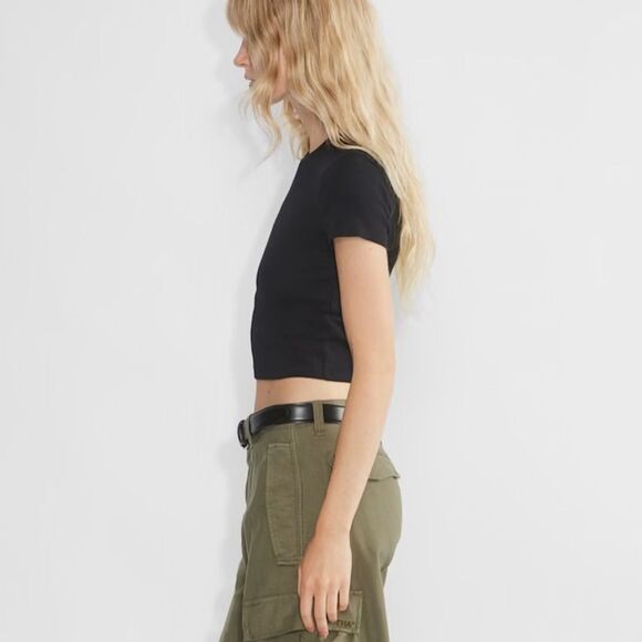 NWT Aritzia TNA Homestretch Crew Waist Black T-Shirt Size XL - Picture 1 of 7